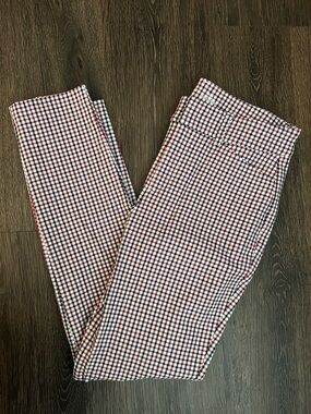 Old Navy Red/White Gingham High Rise Pixie Pants with Secret-Slim Pockets Size 4